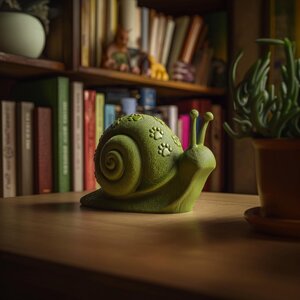 Sculpture d'escargot imprimée en 3D à coquille empreinte de patte