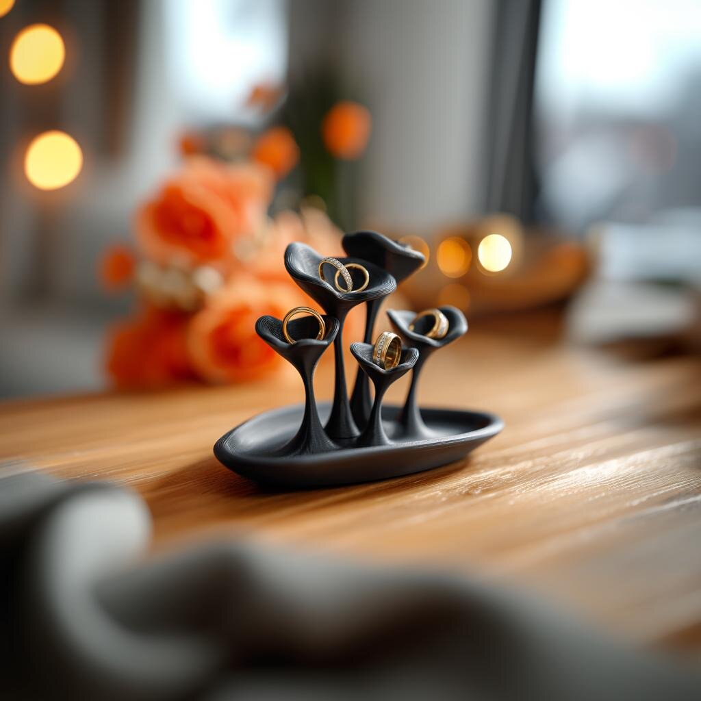 Porte-bijoux champignon imprimé en 3D | Plateau à bagues et boucles d'oreilles