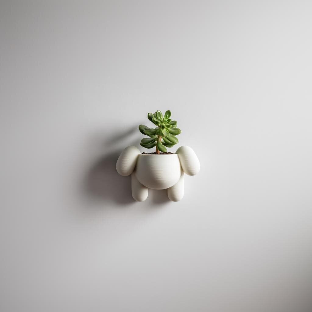Cache-pot mural chiot imprimé en 3D | Joli support à plante animalier