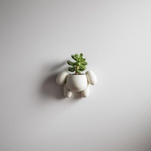 Cache-pot mural chiot imprimé en 3D | Joli support à plante animalier