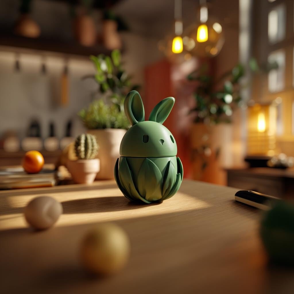 Urne commémorative lapin imprimée en 3D avec socle floral
