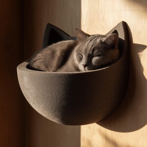 Lit mural oreilles de chat imprimé en 3D | Perchoir flottant en forme de bol