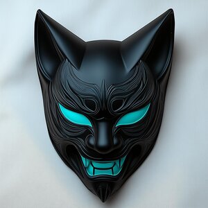 Masque cyber-kitsune imprimé en 3D | Accessoire de costume démon-renard