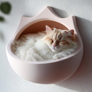 Lit mural pour chat en forme de couronne imprimé en 3D