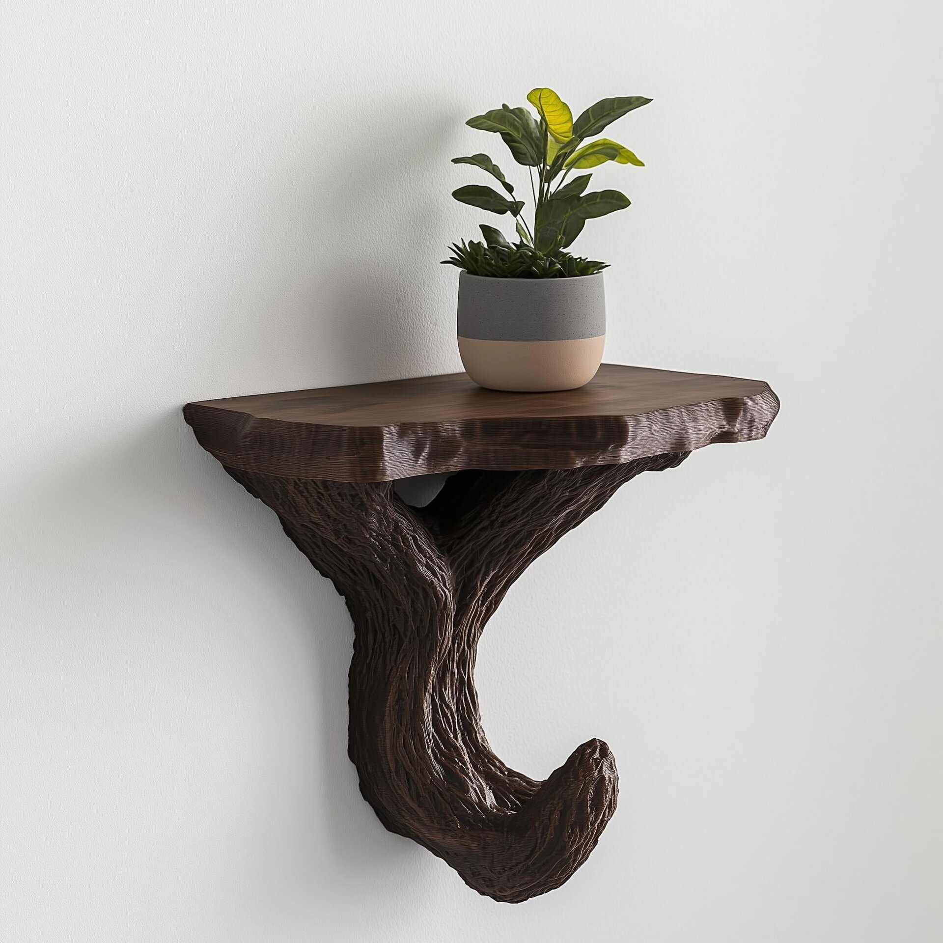 Étagère murale branche noire imprimée en 3D