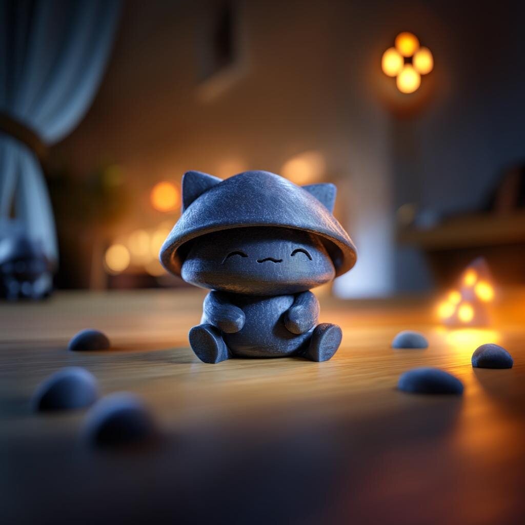 Urne commémorative Chat champignon | Objet souvenir imprimé en 3D
