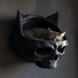 Lit mural pour chat en forme de crâne imprimé en 3D
