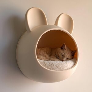 Grotte murale pour chat en forme de lapin imprimée en 3D | Lit pour animal flottant