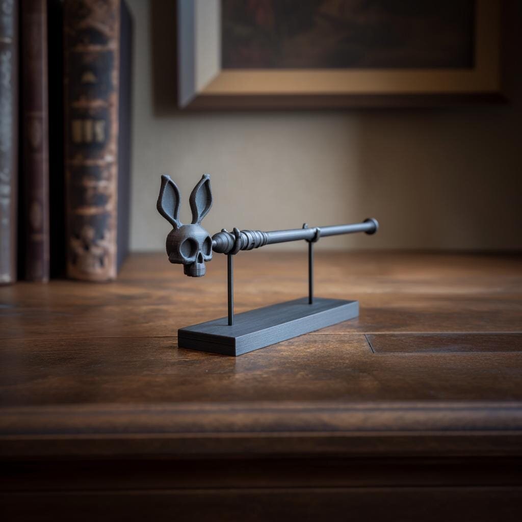 Baguette magique crâne de lapin imprimée en 3D avec support | Accessoire de cosplay