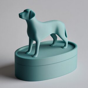 Urne commémorative ovale figurine chien imprimée en 3D