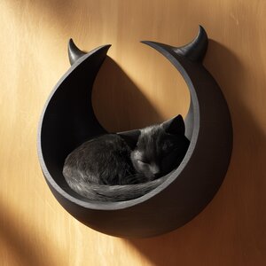 Lit mural pour chat en croissant de lune | Grotte pour chat imprimée en 3D