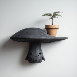Étagère murale personnage champignon imprimée en 3D | Tablette à chapeau