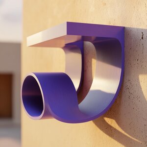 Étagère murale à boucle moderne imprimée en 3D | Tablette d'exposition arrondie