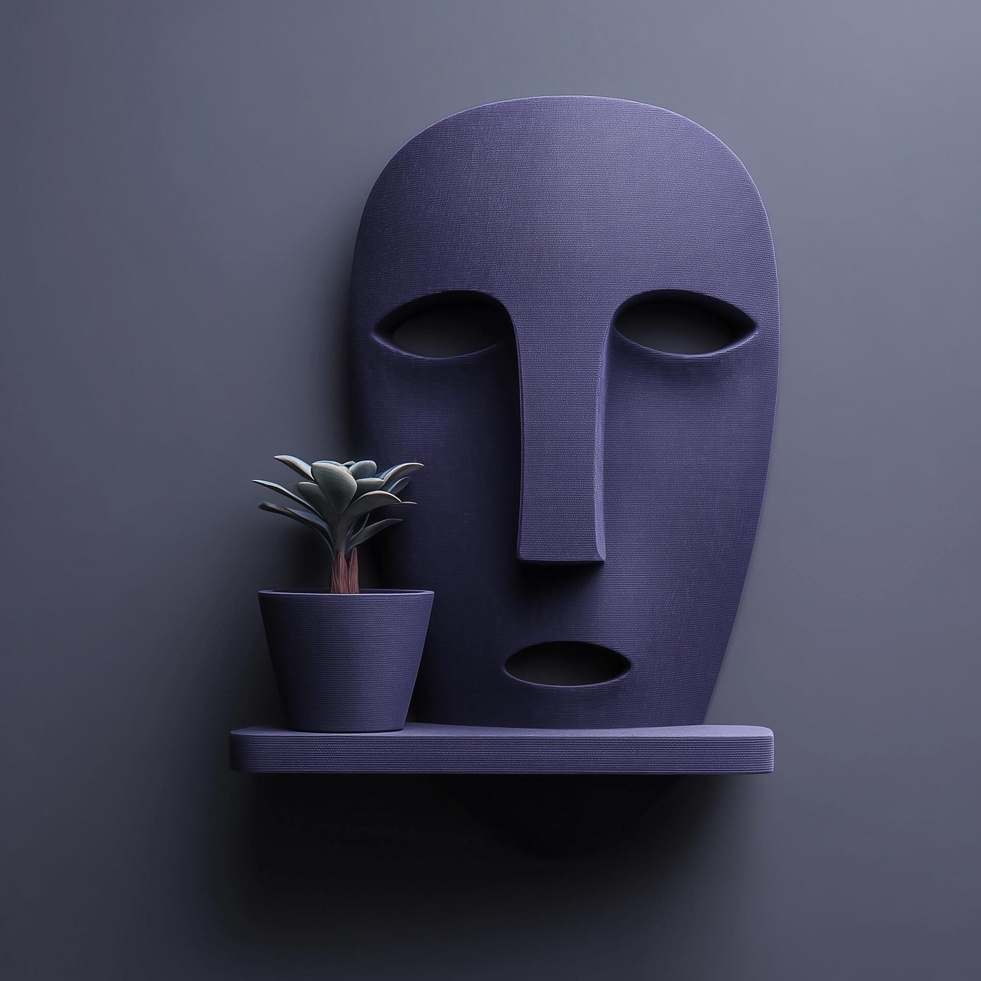 Étagère murale à visage abstrait imprimée en 3D pour cache-pot