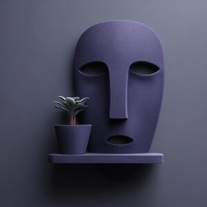 Étagère murale à visage abstrait imprimée en 3D pour cache-pot