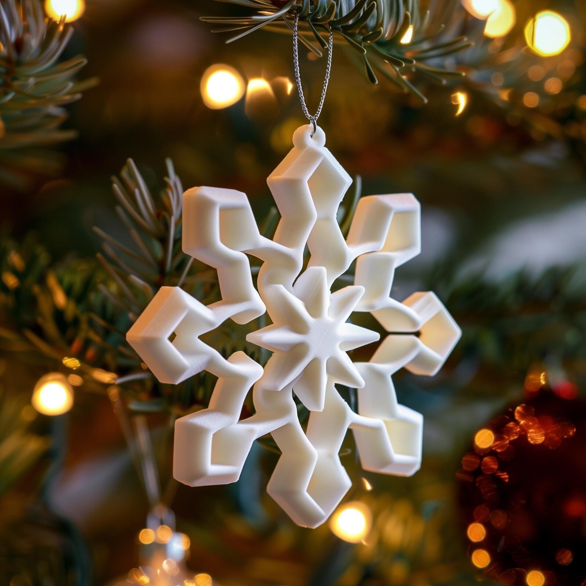 Lot de 10 décorations flocons de neige imprimées en 3D