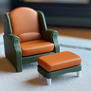 Fauteuil et pouf modernes 1:12 imprimés en 3D