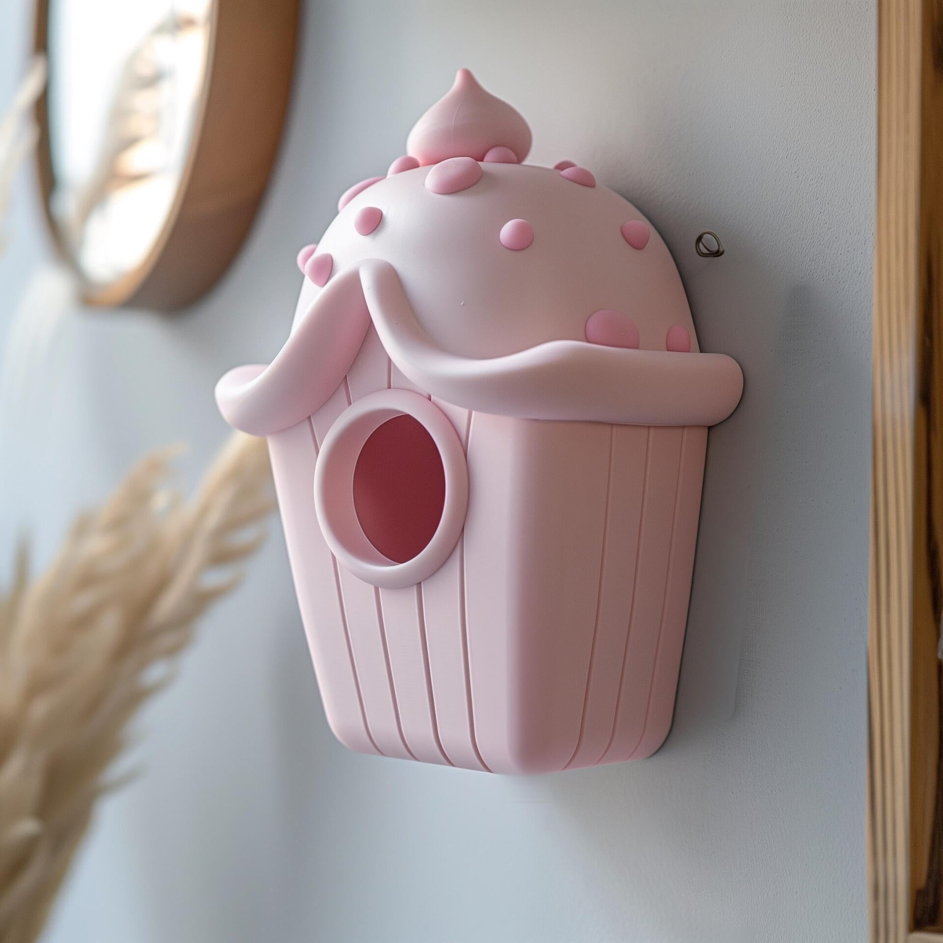 Décoration murale imprimée en 3D nichoir en forme de cupcake