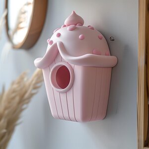 Décoration murale imprimée en 3D nichoir en forme de cupcake