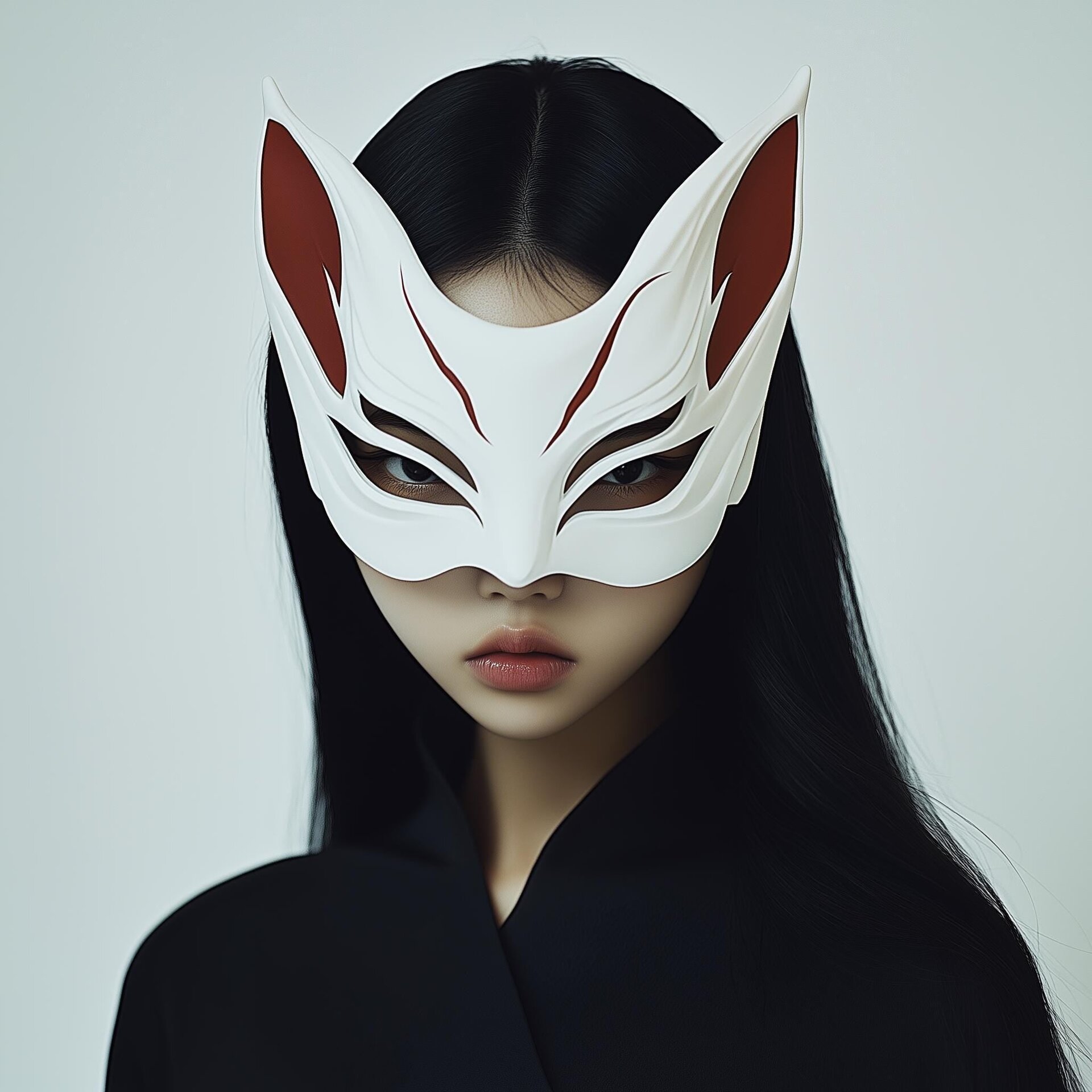 Demi-masque esprit-renard imprimé en 3D | Accessoire de costume Kitsune