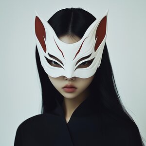 Demi-masque esprit-renard imprimé en 3D | Accessoire de costume Kitsune