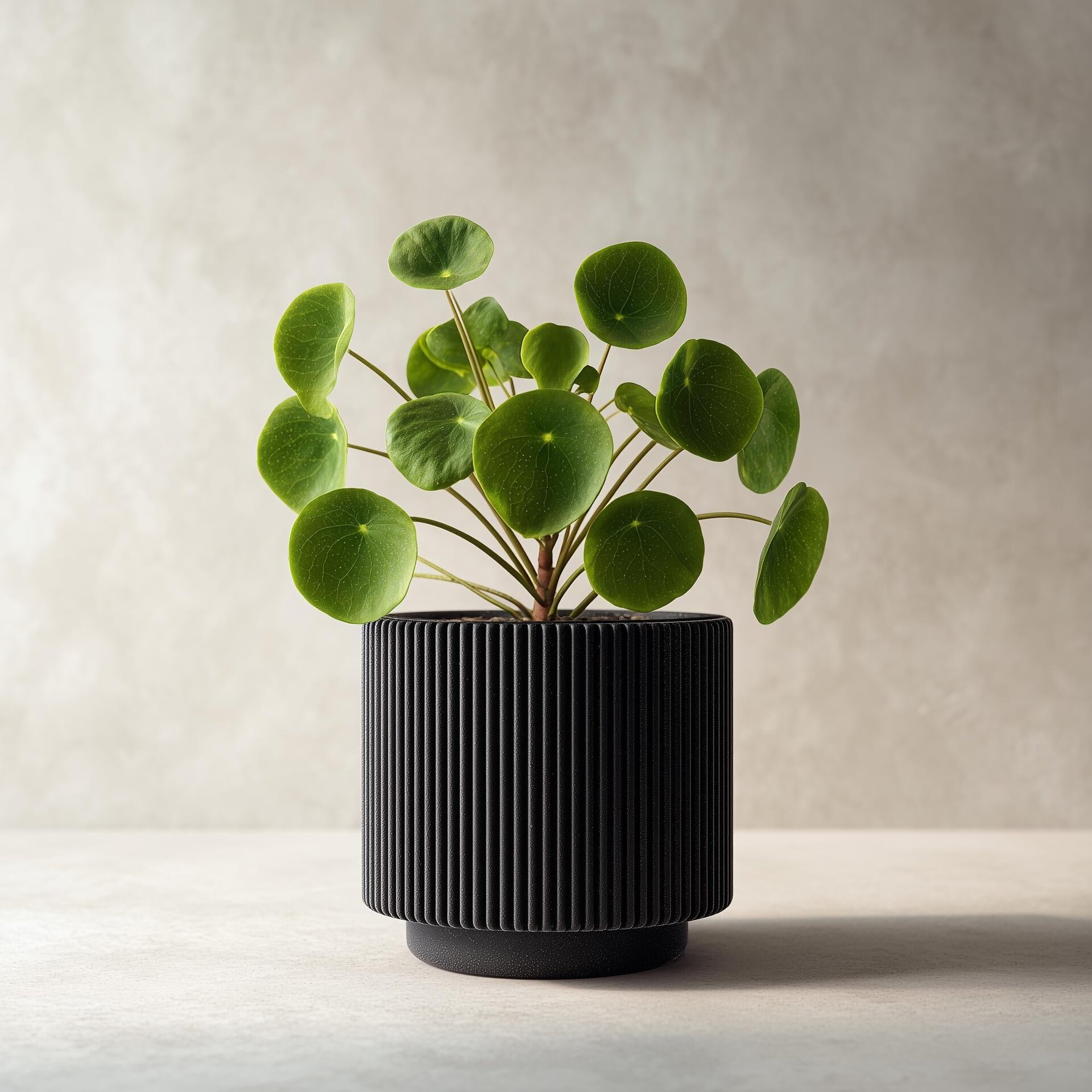 Cache-pot noir côtelé imprimé en 3D