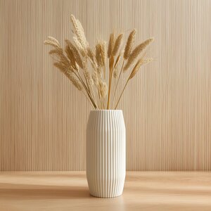 Vase à fleurs séchées côtelé imprimé en 3D