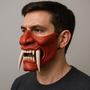 Masque demi-visage Oni bicolore imprimé en 3D
