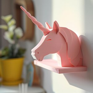 Étagère murale imprimée en 3D licorne pour chambre d'enfant