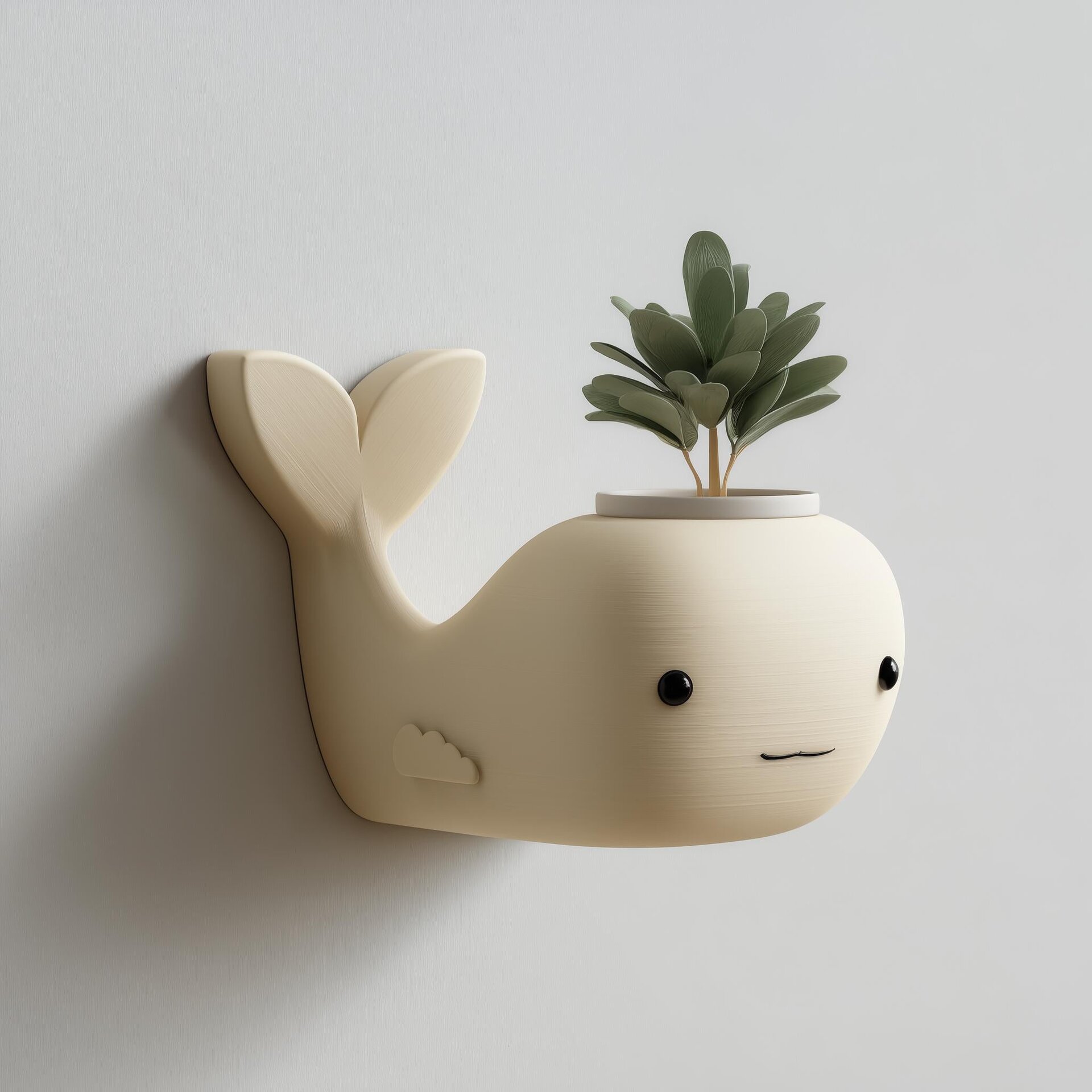 Cache-pot mural baleine imprimé en 3D