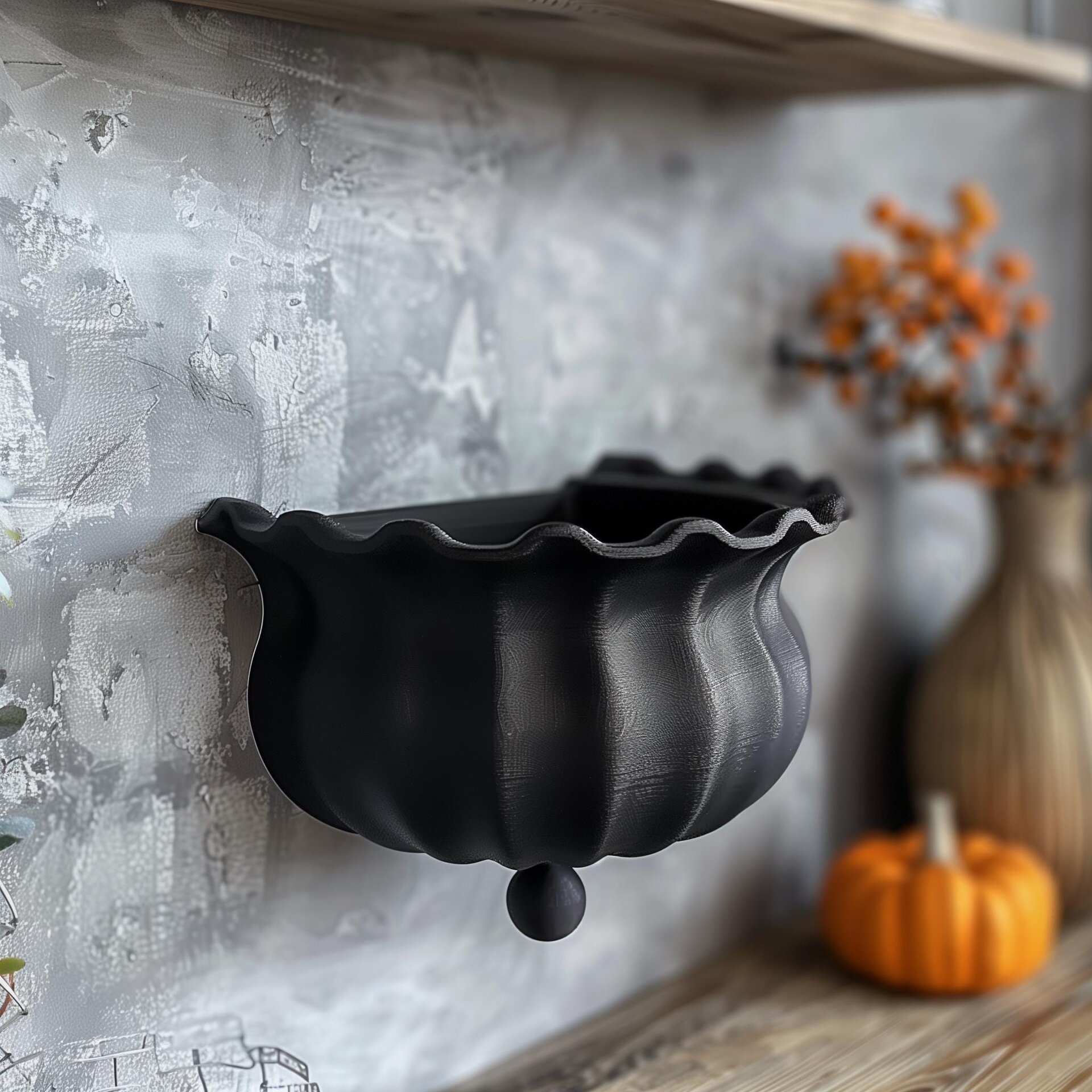 Étagère murale imprimée en 3D chaudron de sorcière