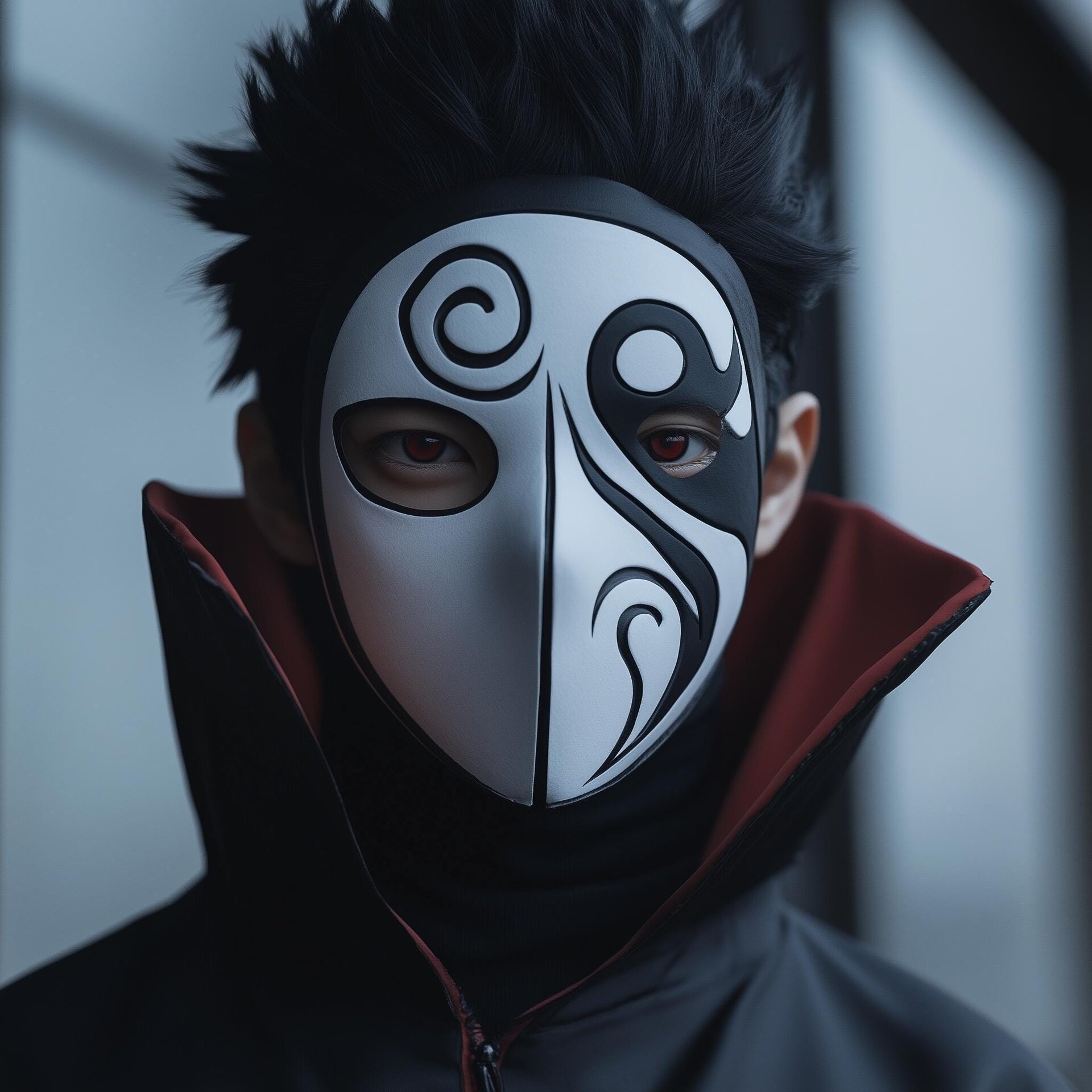 Masque de cosplay inspiré des animes | Masques de costume fantasy à motif tourbillon | Conventions séances photo Halloween, jeu de rôle