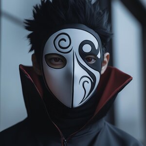 Masque de cosplay inspiré des animes | Masques de costume fantasy à motif tourbillon | Conventions séances photo Halloween, jeu de rôle