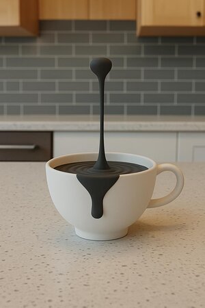 Sculpture de goutte de café flottante | Art du goutte-à-goutte imprimé en 3D