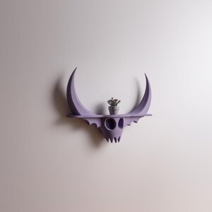 Étagère murale à figure fantastique cornue imprimée en 3D | Tablette gothique