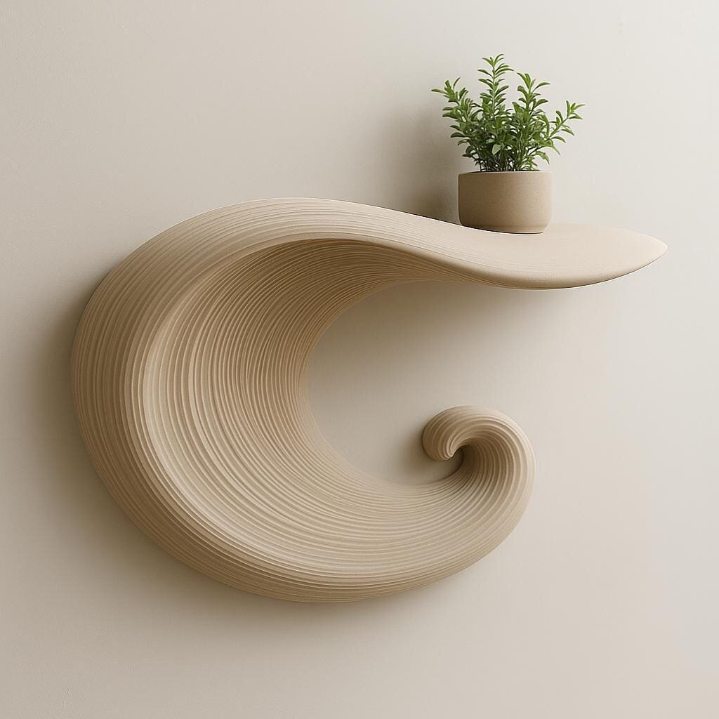 Étagère murale vague imprimée en 3D | Tablette flottante sculpturale